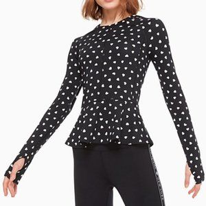 Kate Spade long sleeve rash guard - black/white heart print with peplum bottom